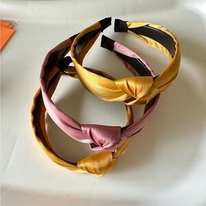 Chic Satin Knot Headbands - Pink and Gold